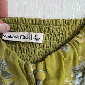 XL Abercrombie & Fitch green floral button up dress
